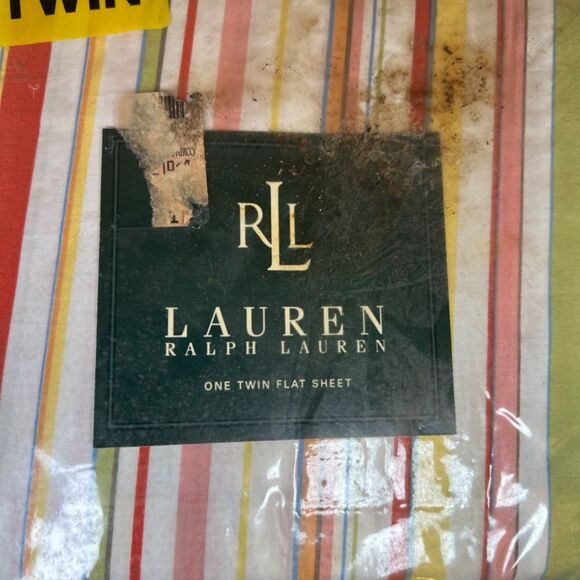 NEW Ralph Lauren Beach Side STRIPE Preppy Rainbow Twin Flat Sheet Made in USA - Picture 3 of 8